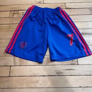 Blue Athletic Men Shorts with Red Accents